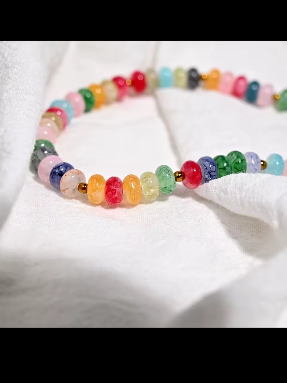 Multicolor Beaded Necklace with Heart Pendant - Picture 5 of 13